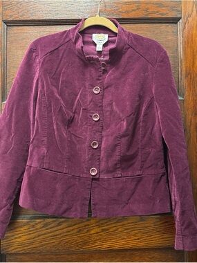 Talbots Plum Velvet Button-Front Blazer